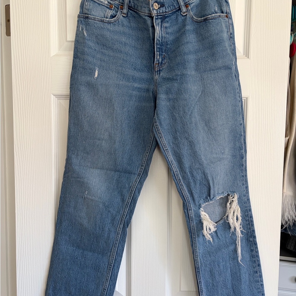 Abercrombie & Fitch Light Blue Distressed Boyfriend Jeans